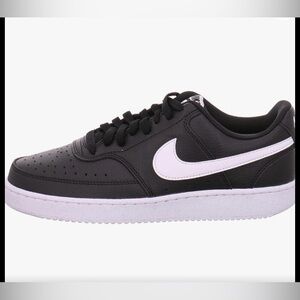Nike Court Vision Leather Black White Sneakers Size 9.5